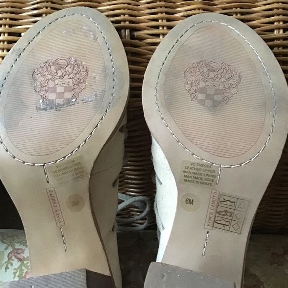 Vince Camuto beige suede stocked heel lace tie up sandals Size 6 - Picture 5 of 14